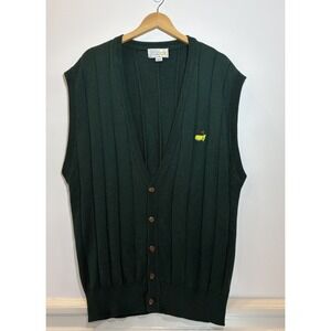 Augusta National Golf Shop Masters V Neck Sweater Vest Green XXL Spun Silk Knit